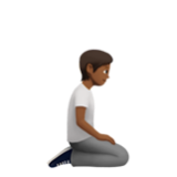 Apple(iPhone) Person Kneeling Facing Right: Medium-Dark Skin Tone Emoji