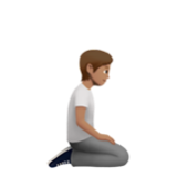 Apple(iPhone) Person Kneeling Facing Right: Medium Skin Tone Emoji