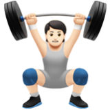 Apple(iPhone) Person Lifting Weights: Light Skin Tone Emoji