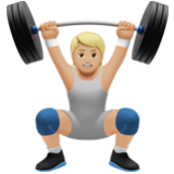 Apple(iPhone) Person Lifting Weights: Medium-Light Skin Tone Emoji