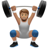 Apple(iPhone) Person Lifting Weights: Medium Skin Tone Emoji