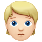 Apple(iPhone) Person: Light Skin Tone, Blond Hair Emoji