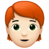 Apple(iPhone) Person: Light Skin Tone, Red Hair Emoji