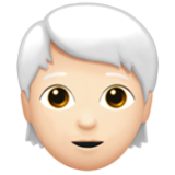 Apple(iPhone) Person: Light Skin Tone, White Hair Emoji