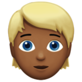 Apple(iPhone) Person: Medium-Dark Skin Tone, Blond Hair Emoji