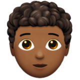 Apple(iPhone) Person: Medium-Dark Skin Tone, Curly Hair Emoji