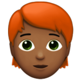 Apple(iPhone) Person: Medium-Dark Skin Tone, Red Hair Emoji