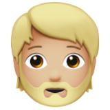 Apple(iPhone) Person: Medium-Light Skin Tone, Beard Emoji