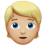 Apple(iPhone) Person: Medium-Light Skin Tone, Blond Hair Emoji