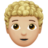 Apple(iPhone) Person: Medium-Light Skin Tone, Curly Hair Emoji