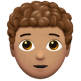 Apple(iPhone) Person: Medium Skin Tone, Curly Hair Emoji