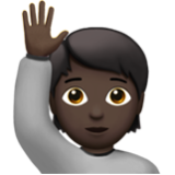 Apple(iPhone) Person Raising Hand: Dark Skin Tone Emoji