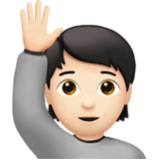 Apple(iPhone) Person Raising Hand: Light Skin Tone Emoji