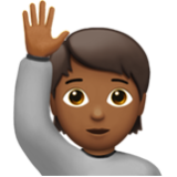 Apple(iPhone) Person Raising Hand: Medium-Dark Skin Tone Emoji