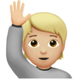 Apple(iPhone) Person Raising Hand: Medium-Light Skin Tone Emoji