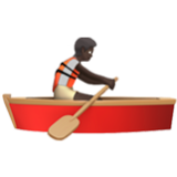 Apple(iPhone) Person Rowing Boat: Dark Skin Tone Emoji