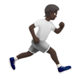 Apple(iPhone) Person Running Facing Right: Dark Skin Tone Emoji