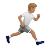 Apple(iPhone) Person Running Facing Right: Medium Skin Tone Emoji