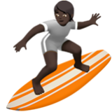 Apple(iPhone) Person Surfing: Dark Skin Tone Emoji