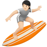 Apple(iPhone) Person Surfing: Light Skin Tone Emoji