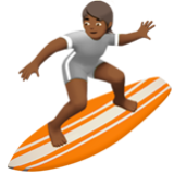 Apple(iPhone) Person Surfing: Medium-Dark Skin Tone Emoji