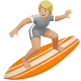 Apple(iPhone) Person Surfing: Medium-Light Skin Tone Emoji