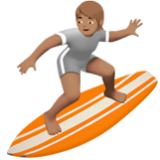 Apple(iPhone) Person Surfing: Medium Skin Tone Emoji