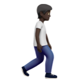 Apple(iPhone) Person Walking Facing Right: Dark Skin Tone Emoji