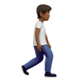 Apple(iPhone) Person Walking Facing Right: Medium-Dark Skin Tone Emoji