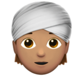 Apple(iPhone) Person Wearing Turban: Medium Skin Tone Emoji