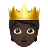 Apple(iPhone) Person With Crown: Dark Skin Tone Emoji