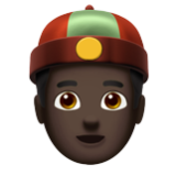 Apple(iPhone) Person With Skullcap: Dark Skin Tone Emoji