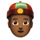 Apple(iPhone) Person With Skullcap: Medium-Dark Skin Tone Emoji