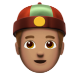 Apple(iPhone) Person With Skullcap: Medium Skin Tone Emoji