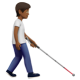 Apple(iPhone) Person With White Cane Facing Right: Medium-Dark Skin Tone Emoji