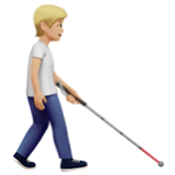 Apple(iPhone) Person With White Cane Facing Right: Medium-Light Skin Tone Emoji