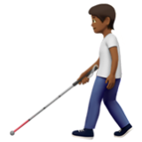 Apple(iPhone) Person With White Cane: Medium-Dark Skin Tone Emoji