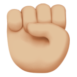 Apple(iPhone) Raised Fist: Medium-Light Skin Tone Emoji