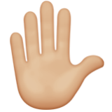 Apple(iPhone) Raised Hand: Medium-Light Skin Tone Emoji