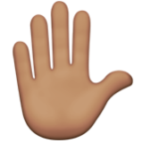 Apple(iPhone) Raised Hand: Medium Skin Tone Emoji