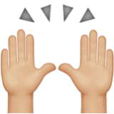 Apple(iPhone) Raising Hands: Medium-Light Skin Tone Emoji