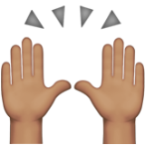 Apple(iPhone) Raising Hands: Medium Skin Tone Emoji