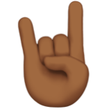 Apple(iPhone) Sign Of The Horns: Medium-Dark Skin Tone Emoji