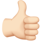 Apple(iPhone) Thumbs Up: Light Skin Tone Emoji