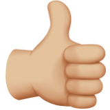 Apple(iPhone) Thumbs Up: Medium-Light Skin Tone Emoji