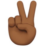 Apple(iPhone) Victory Hand: Medium-Dark Skin Tone Emoji