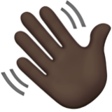 Apple(iPhone) Waving Hand: Dark Skin Tone Emoji