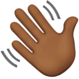 Apple(iPhone) Waving Hand: Medium-Dark Skin Tone Emoji