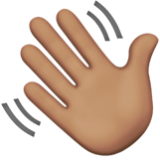 Apple(iPhone) Waving Hand: Medium Skin Tone Emoji