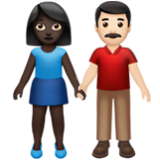 Apple(iPhone) Woman And Man Holding Hands: Dark Skin Tone, Light Skin Tone Emoji